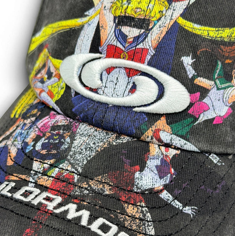 2ND CLOSET “SAILORMOON”WASHED DAMAGED CAP-WASHED BLACK
