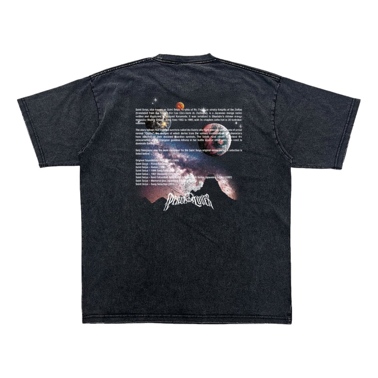 2ND CLOSET " SAINT SEIYA" PRINTED WASHED T-SHIRT-BLACK