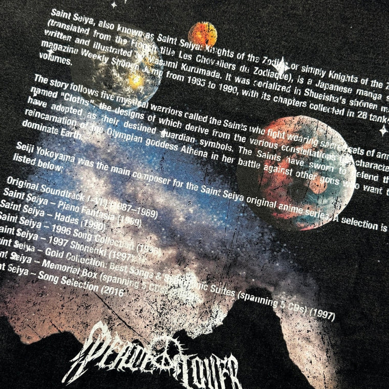 2ND CLOSET " SAINT SEIYA" PRINTED WASHED T-SHIRT-BLACK
