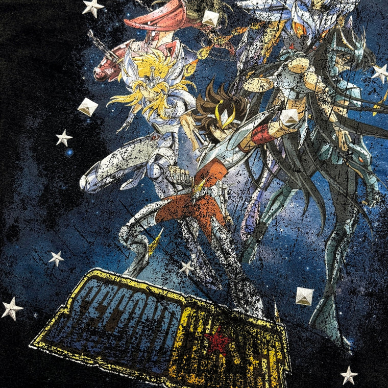 2ND CLOSET " SAINT SEIYA" PRINTED WASHED T-SHIRT-BLACK