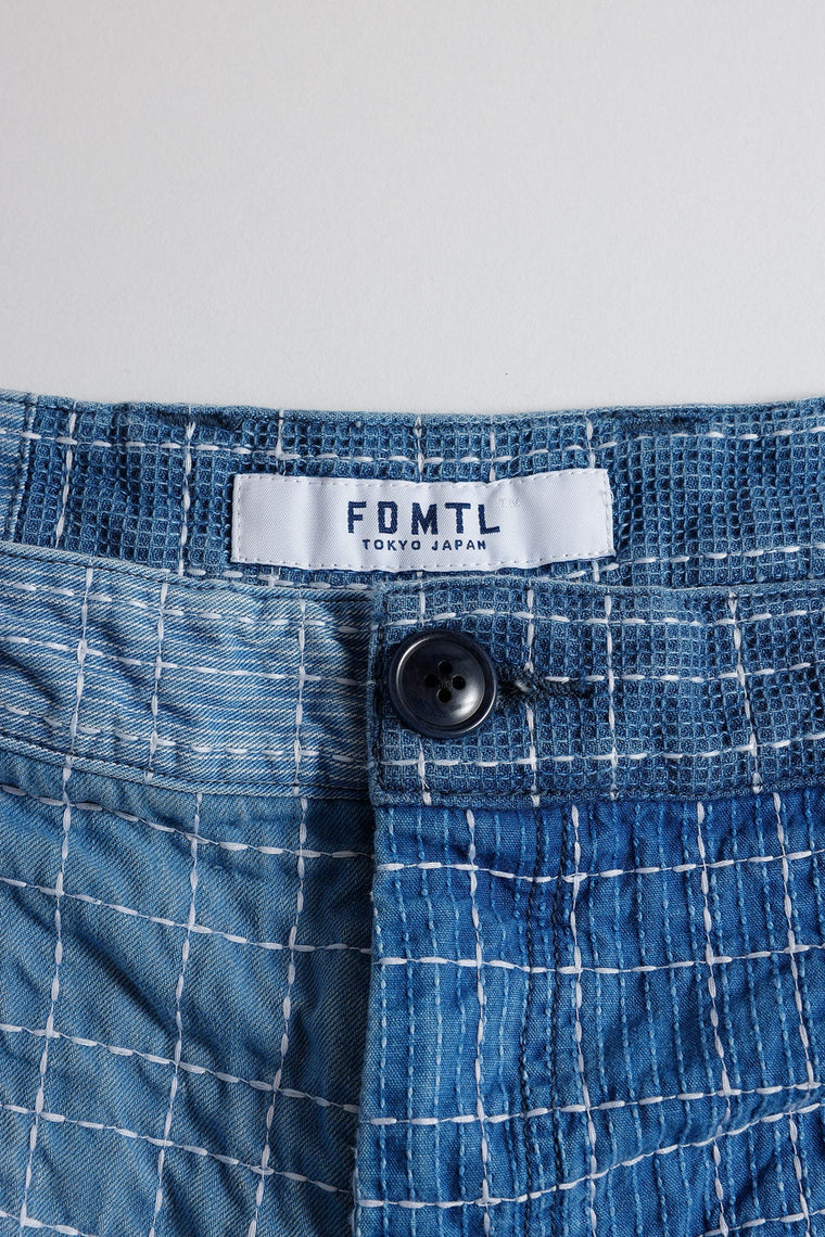 FUNDAMENTAL SASHIKO PATCHWORK SHORT PANTS 7YR WASH-INDIGO