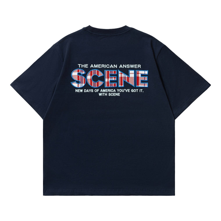 SCENE BY ICE FIRE SCENE CHECKERED HK TEE-NAVY