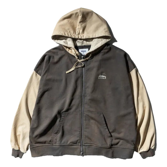 SCENE BY ICE FIRE SCENE LION ZIP UP HOODIE-DARK BROWN