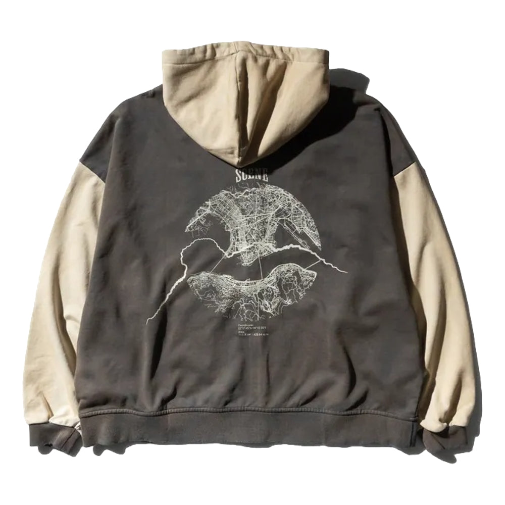 SCENE BY ICE FIRE SCENE LION ZIP UP HOODIE-DARK BROWN