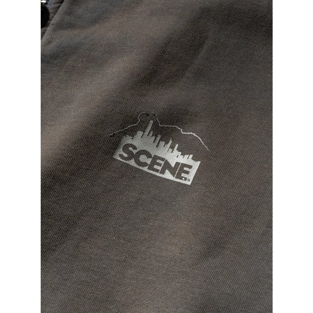 SCENE BY ICE FIRE SCENE LION ZIP UP HOODIE-DARK BROWN