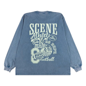 SCENE BY ICE FIRE LONG TEE_VINTAGE LOGO-WASHED BLUE