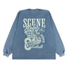 SCENE BY ICE FIRE LONG TEE_VINTAGE LOGO-WASHED BLUE