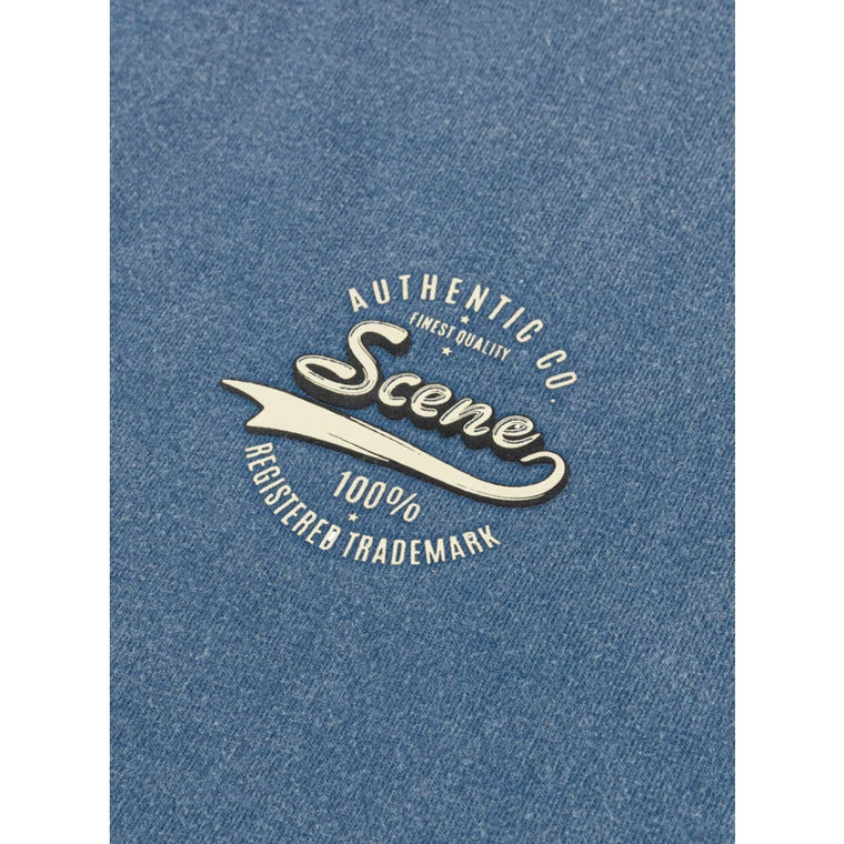 SCENE BY ICE FIRE LONG TEE_VINTAGE LOGO-WASHED BLUE