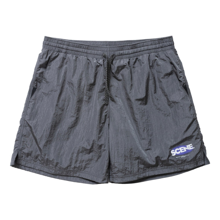 SCENE BY ICE FIRE METAL NYLON TRACK SHORTS-GREY