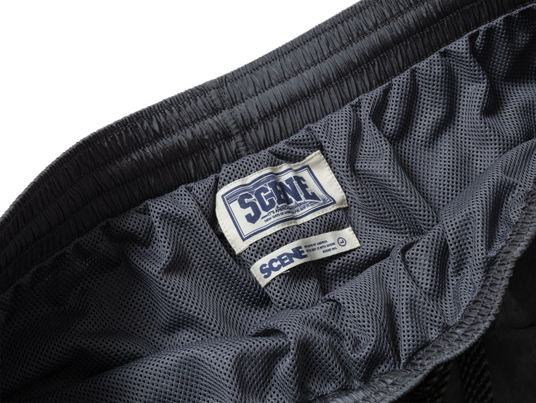 SCENE BY ICE FIRE METAL NYLON TRACK SHORTS-GREY