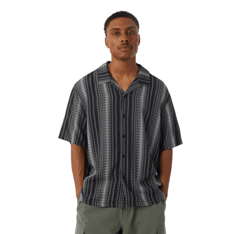 HUF SCRIPT STRIPE RESORT SHIRT-BLACK