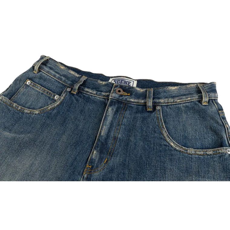 SCENE BY ICE FIRE SC_DENIM SHORT PANT C2 // -BLUE