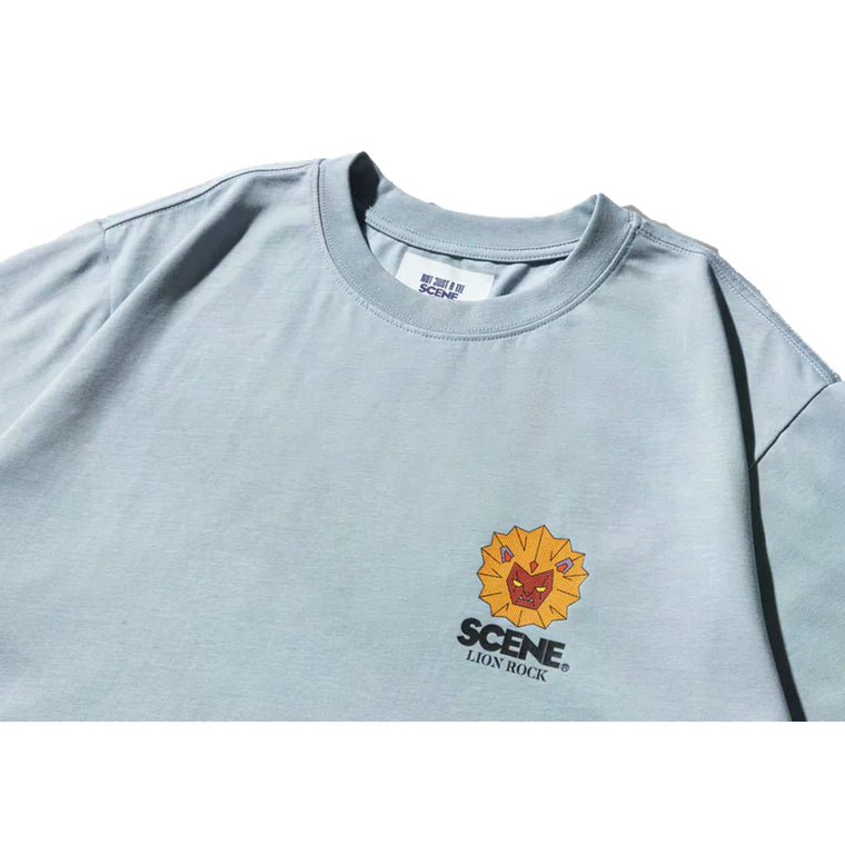 SCENE BY ICE FIRE x DEVILROBOTS _LION ROCK TEE-BLUE