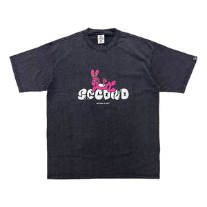 2ND CLOSET "SECOND RABBIT" IN THE TOWN GRAFFITI T-SHIRT-WASHED BLACK