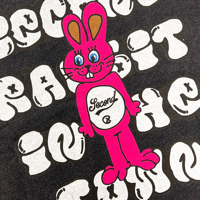 2ND CLOSET "SECOND RABBIT" IN THE TOWN GRAFFITI T-SHIRT-WASHED BLACK
