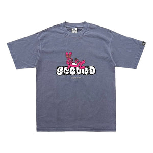 2ND CLOSET "SECOND RABBIT" IN THE TOWN GRAFFITI T-SHIRT-WASHED BLUE