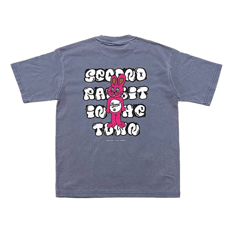 2ND CLOSET "SECOND RABBIT" IN THE TOWN GRAFFITI T-SHIRT-WASHED BLUE