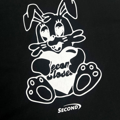 2ND CLOSET SECOND RABBIT WITH LOVE PRINTED T-SHIRT-BLACK