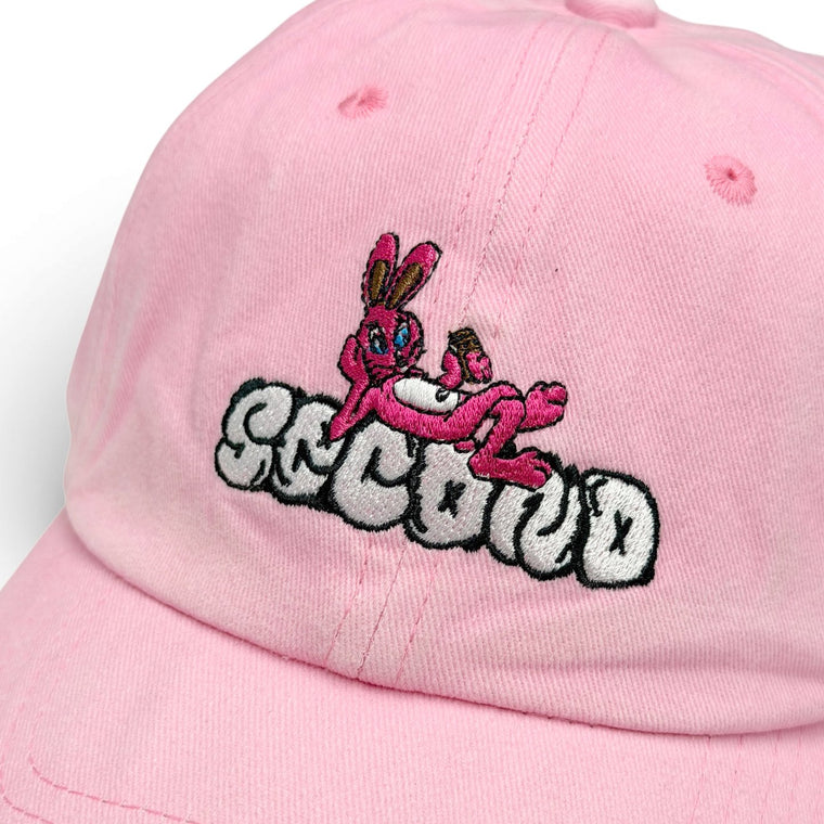 2ND CLOSET “SECOND RABBIT”GRAFFITI- WASHED CAP-WASHED PINK