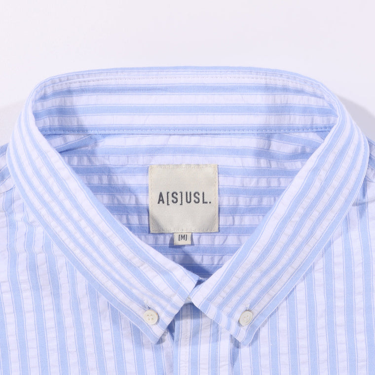 A[S]USL SEESUCKER STRIPES B/D SHIRT-BLUE STRIPES