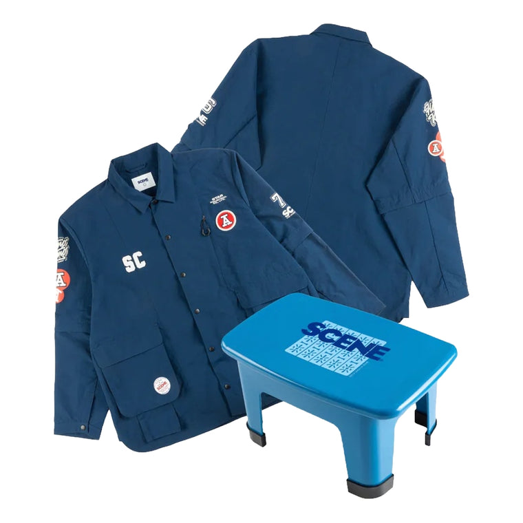 SCENE BY ICE FIRE SET A - RED A WORKER + PLASTIC STOOL-NAVY