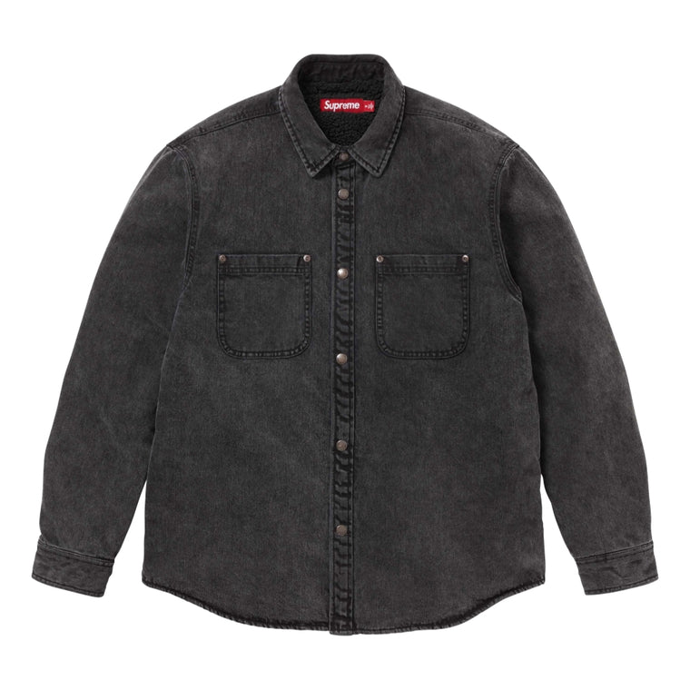 SUPREME SHEARLING LINED DENIM WORK SHIRT-BLACK