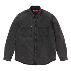 SUPREME SHEARLING LINED DENIM WORK SHIRT-BLACK - Popcorn Store
