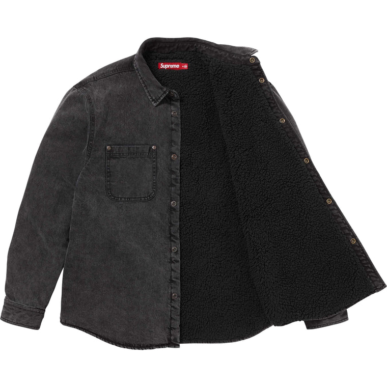 SUPREME SHEARLING LINED DENIM WORK SHIRT-BLACK