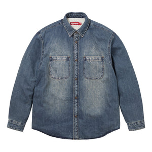 SUPREME SHEARLING LINED DENIM WORK SHIRT-WASHED INDIGO