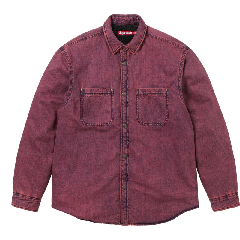 SUPREME SHEARLING LINED DENIM WORK SHIRT-OVERDYED PINK