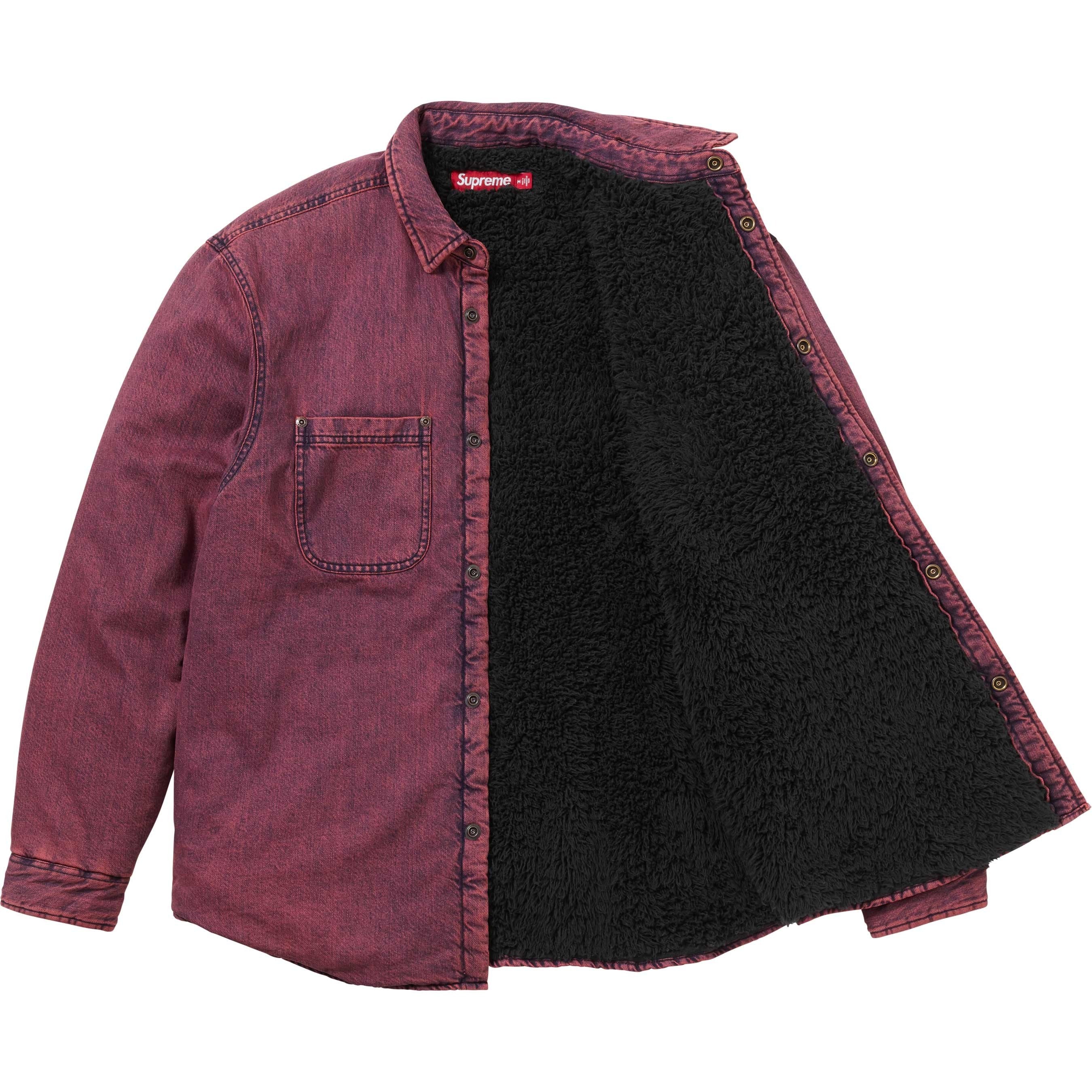 SUPREME SHEARLING LINED DENIM WORK SHIRT-OVERDYED PINK