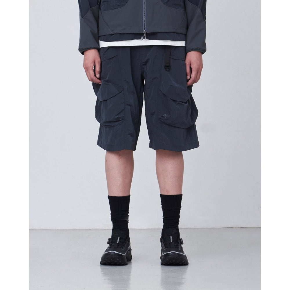 NINE POINT NINE SHOCKWAVE 3D POCKET SHORTS-METALLIC IRON