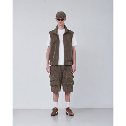 NINE POINT NINE SHOCK WAVE 3D POCKET VEST-METALLIC BROWN