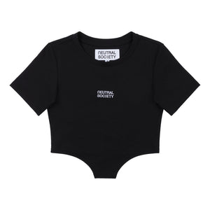 NEUTRAL SOCIETY SMALL LOGO BODYSUIT TEE-BLACK