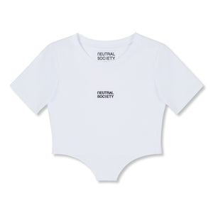 NEUTRAL SOCIETY SMALL LOGO BODYSUIT TEE-WHITE