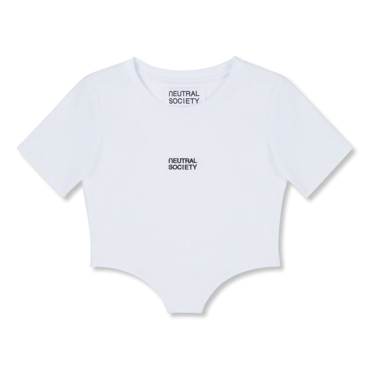 NEUTRAL SOCIETY SMALL LOGO BODYSUIT TEE-WHITE