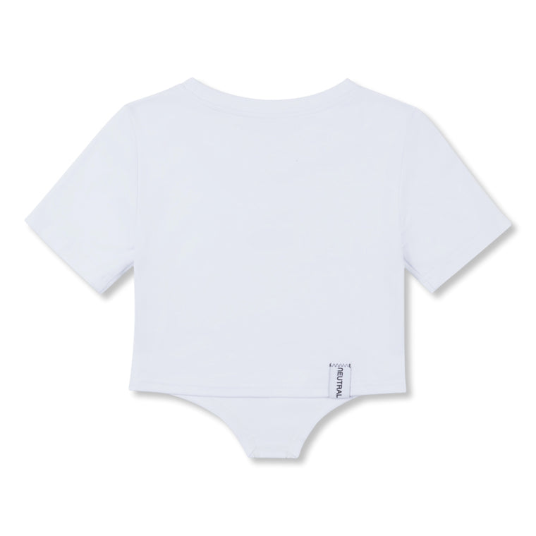 NEUTRAL SOCIETY SMALL LOGO BODYSUIT TEE-WHITE