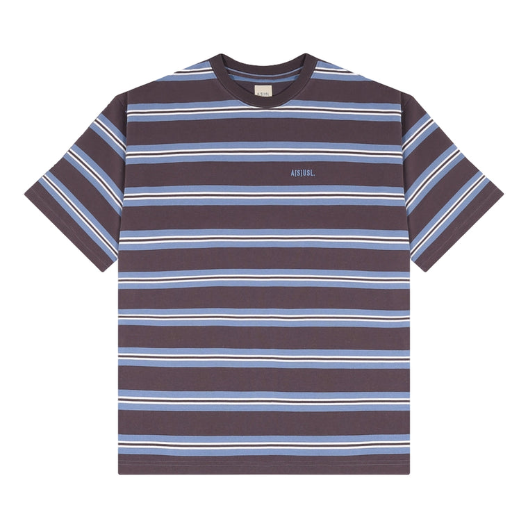 A[S]USL SMALL LOGO BORDER TEE-GREY STRIPES