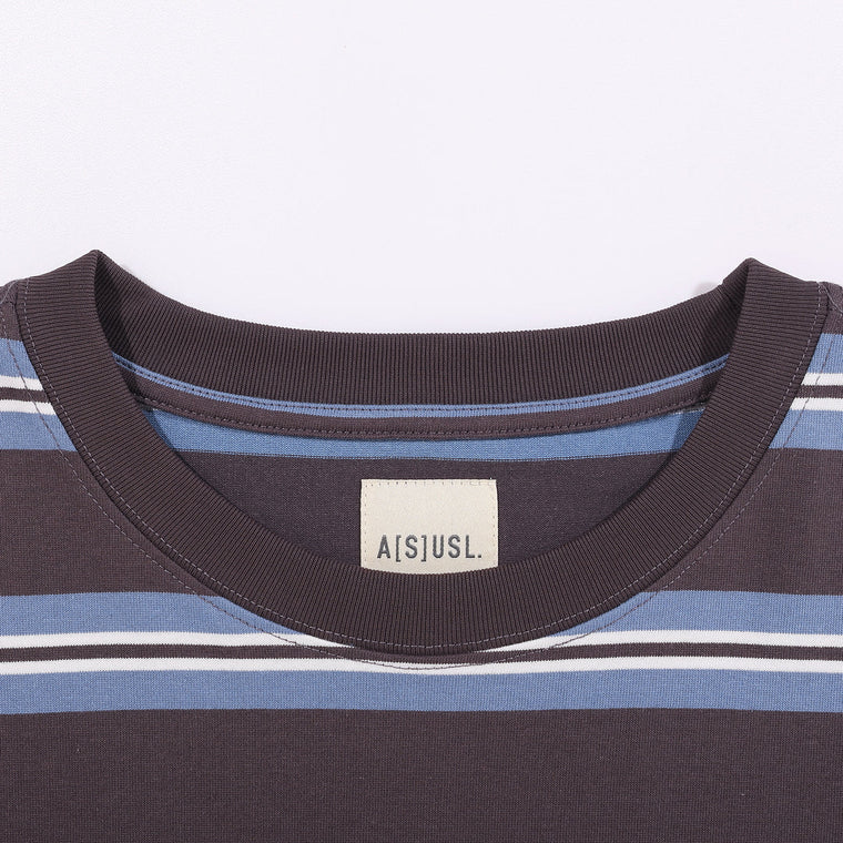 A[S]USL SMALL LOGO BORDER TEE-GREY STRIPES