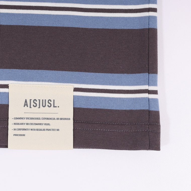 A[S]USL SMALL LOGO BORDER TEE-GREY STRIPES