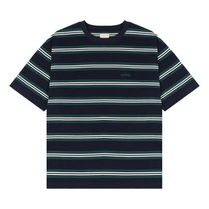 A[S]USL SMALL LOGO BORDER TEE-NAVY STRIPES