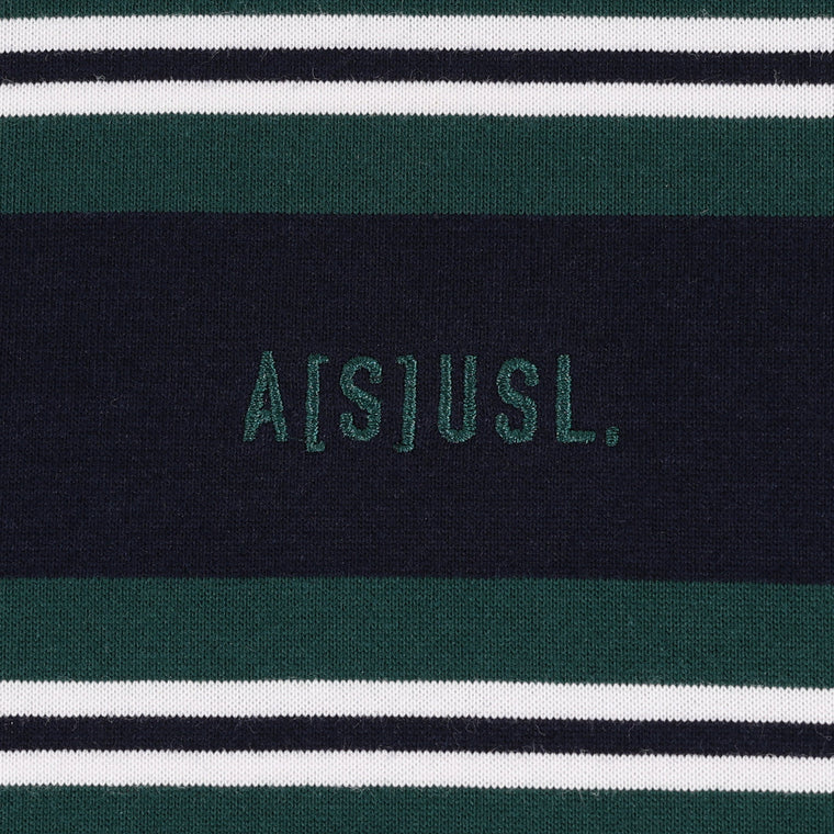 A[S]USL SMALL LOGO BORDER TEE-NAVY STRIPES