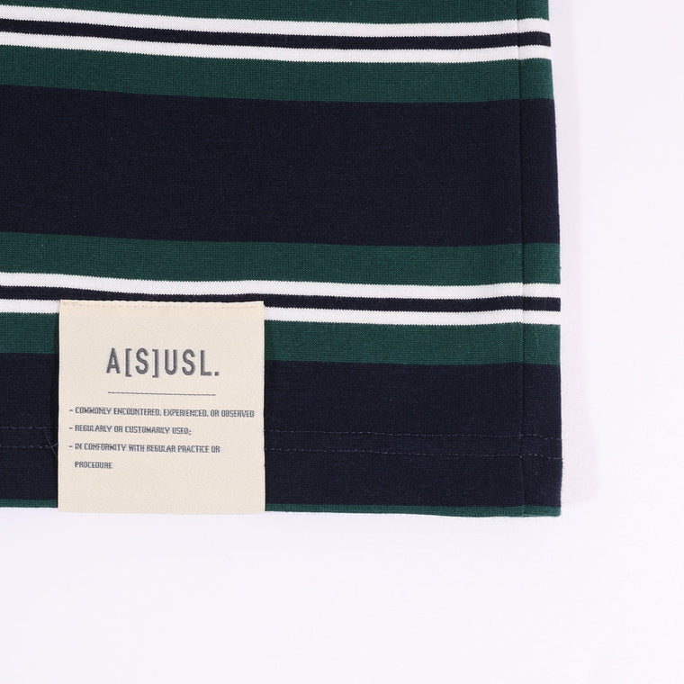 A[S]USL SMALL LOGO BORDER TEE-NAVY STRIPES