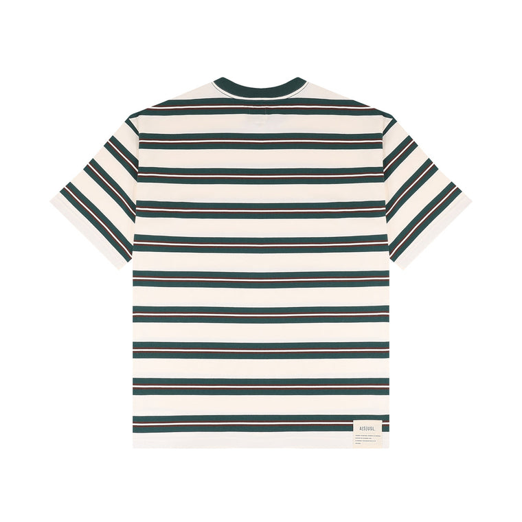A[S]USL SMALL LOGO BORDER TEE-WHITE STRIPES