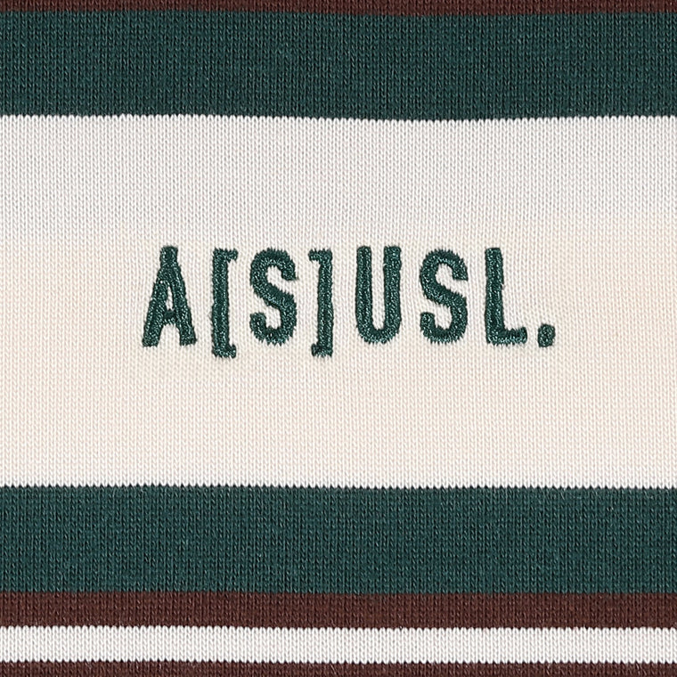 A[S]USL SMALL LOGO BORDER TEE-WHITE STRIPES