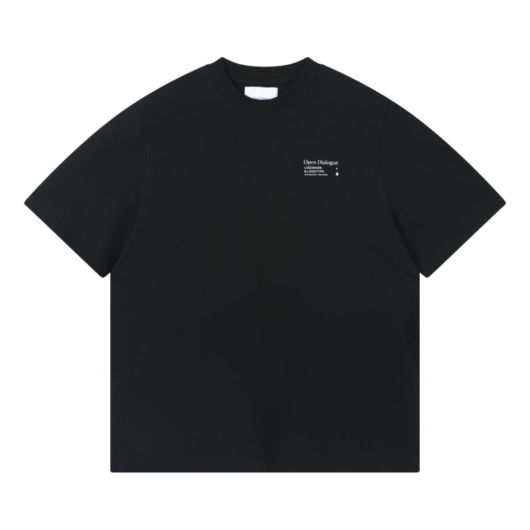 OPEN DIALOGUE SMALL PRINT LOGO TEE-BLACK