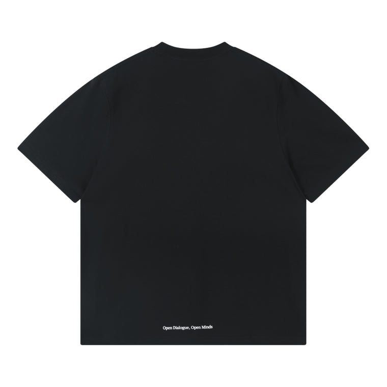 OPEN DIALOGUE SMALL PRINT LOGO TEE-BLACK