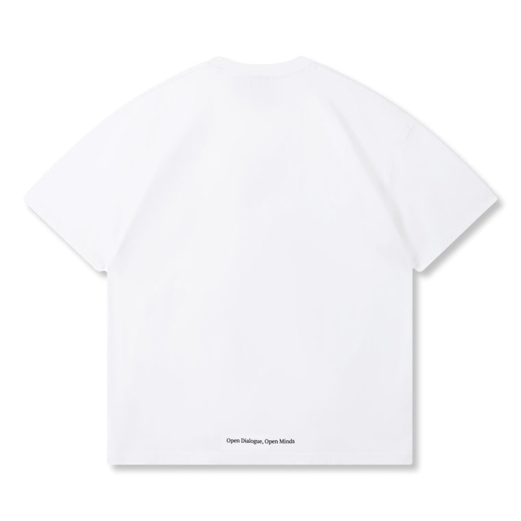 OPEN DIALOGUE SMALL PRINT LOGO TEE-WHITE