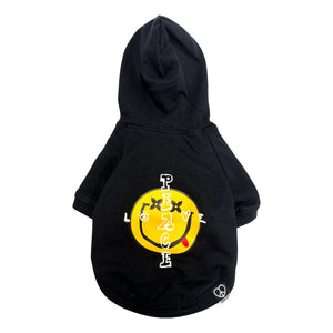 2ND CLOSET "SMILEY FACE" PRINTED PET HOODY-BLACK