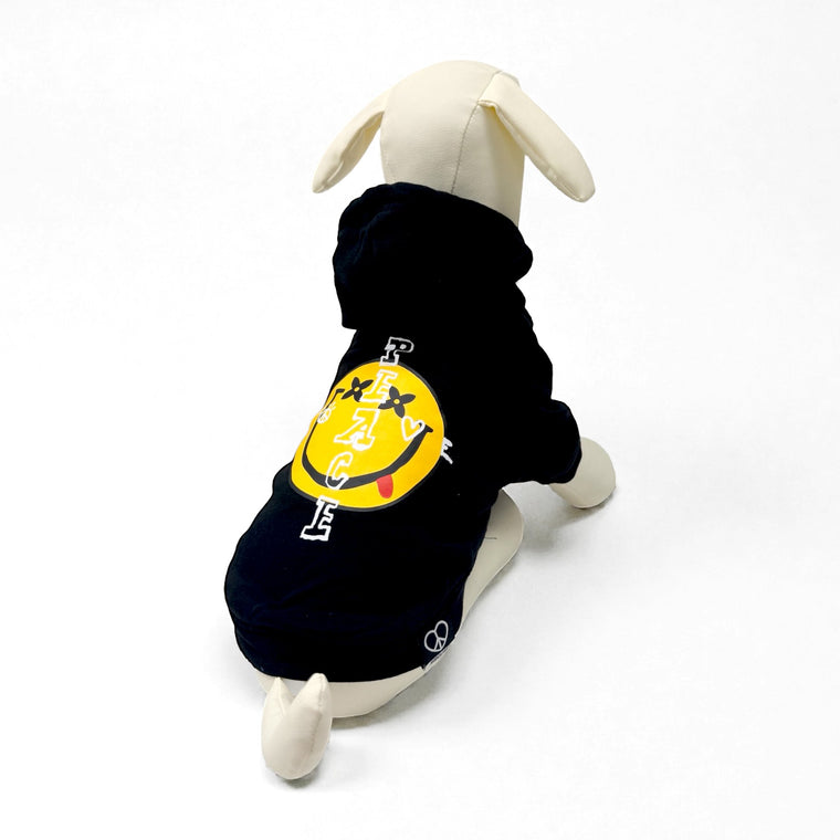 2ND CLOSET "SMILEY FACE" PRINTED PET HOODY-BLACK